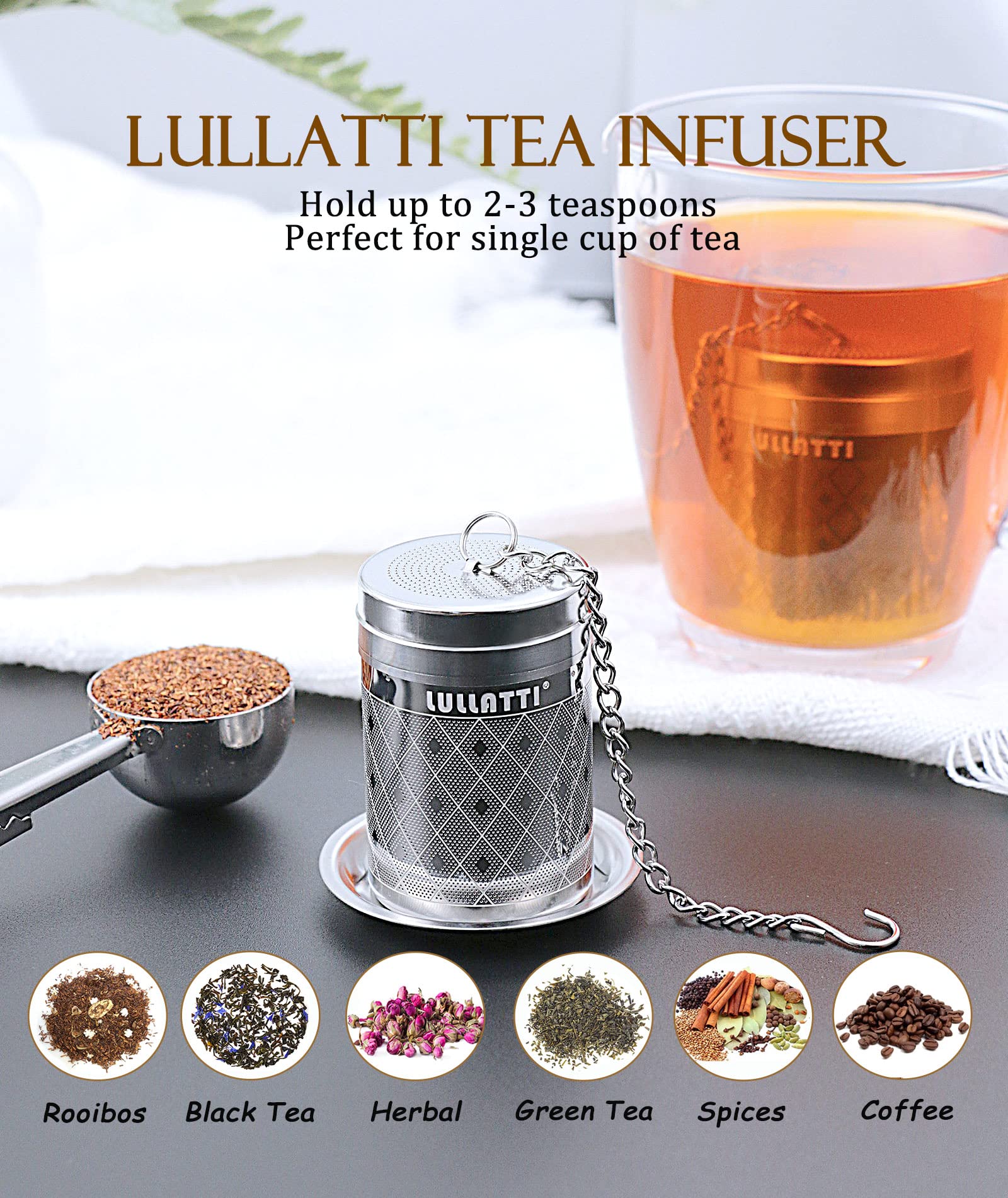 Infusores de té para té suelto, Recipiente Infusiones, Juego de Colador de Té de Acero Inoxidable 18/8, Malla Extrafina para Té de Infusión, Especias y Condimentos