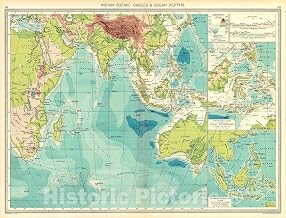 Historic Map - 1910 Indian Ocean: Cables and Ocean Depths - Vintage Wall Art - 24in x 18in