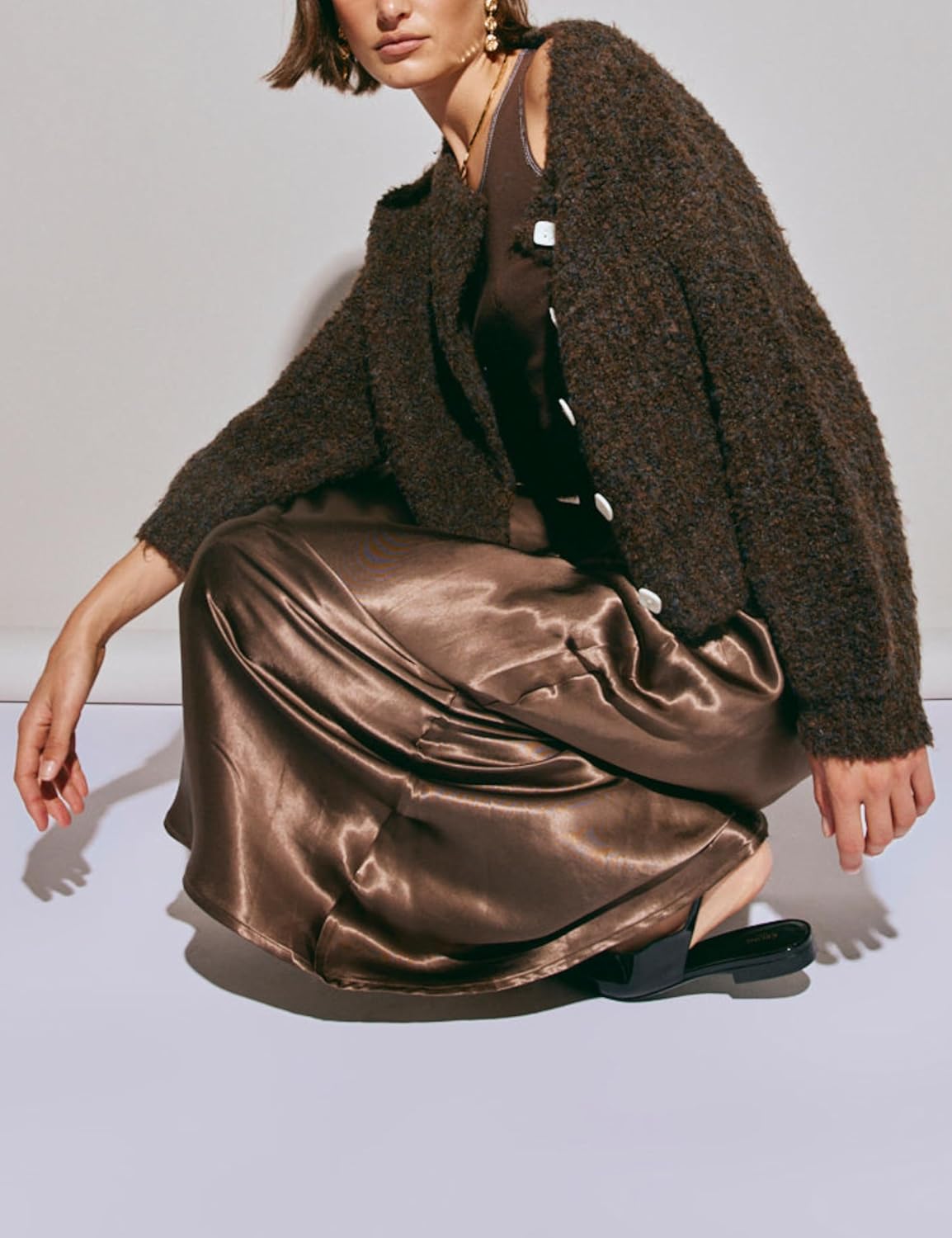 Lviefent Women Knit Cardigans Fluffy Casual Open Front Button Down Long Sleeve Cropped Sweater Jacket Outwear - Image 5