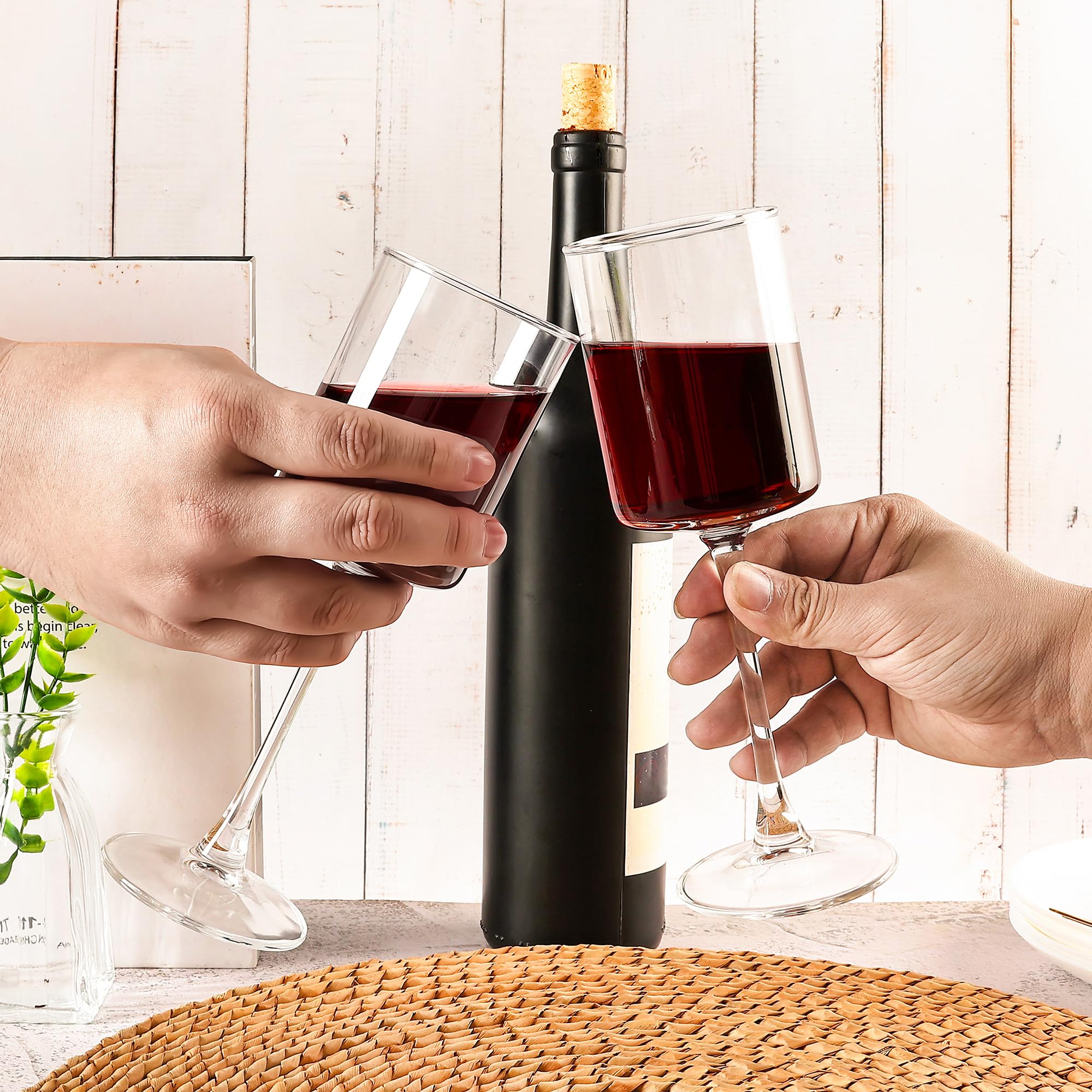 YANGNAY Juego de 12 copas de vino tinto transparente, gran capacidad de 9.5 onzas