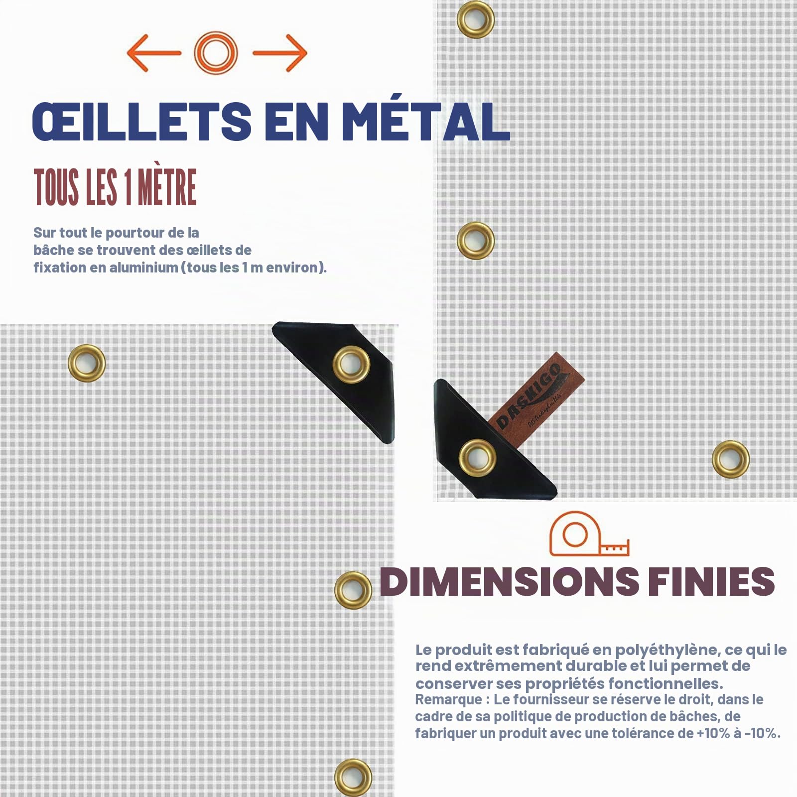 4 x 6 m en Maille renforcée Robuste et imperméable - Bâche Transparente & 6 balles élastiques