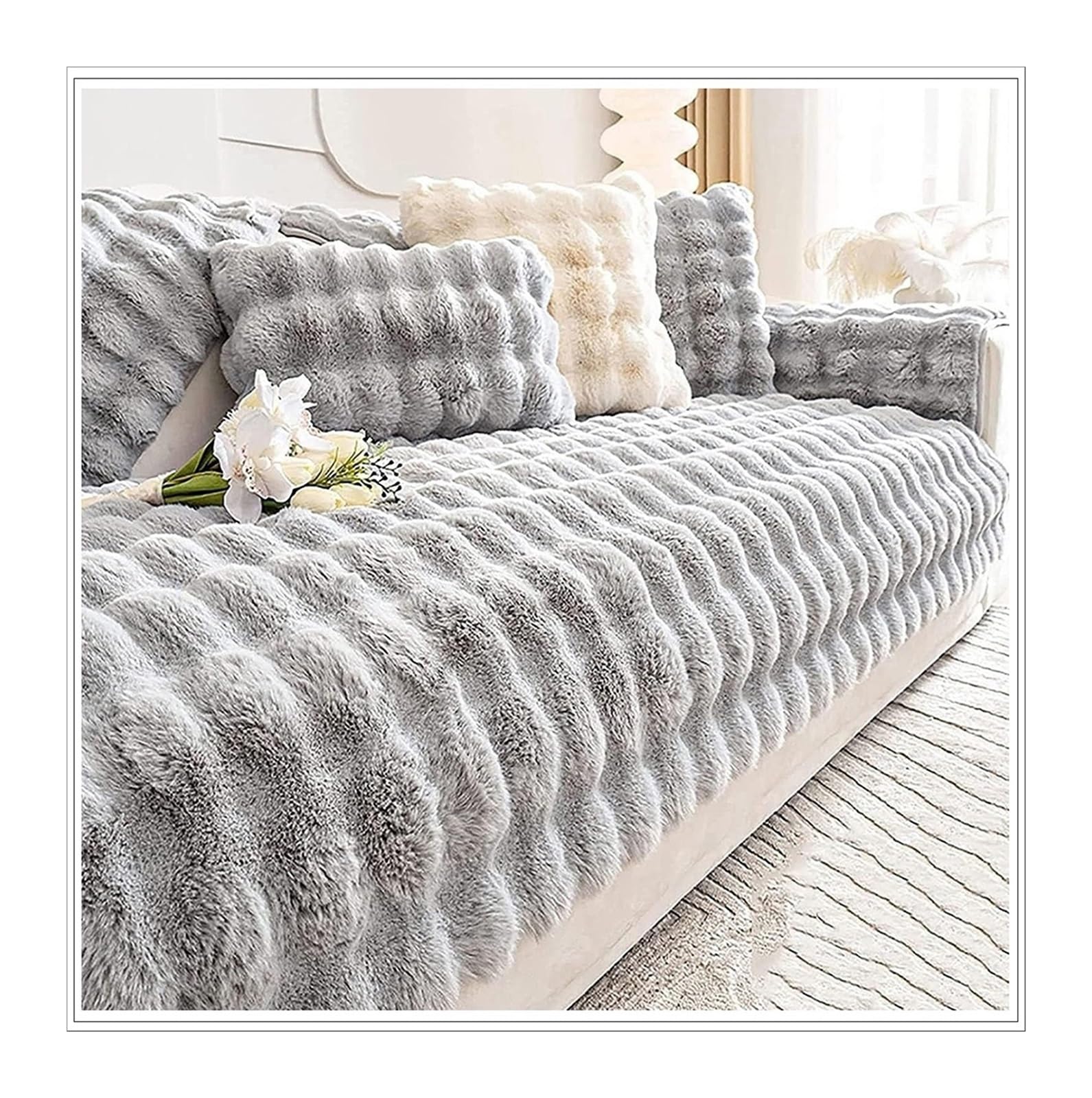 MeRcri Couch Cover, Cosy Plush Solid Colour Non-Slip Couch Cover, Sofa Covers Cushion, Washable Winter Soft Furniture Protector Sofa Slipcovers (Color : 5, Size : 70x210cm/1pc)