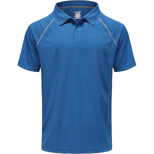 Men's Polo Shirts Short Sleeve Moisture Wicking Performance Athletic Casual Collared Golf Shirt,Sizes M-7XL