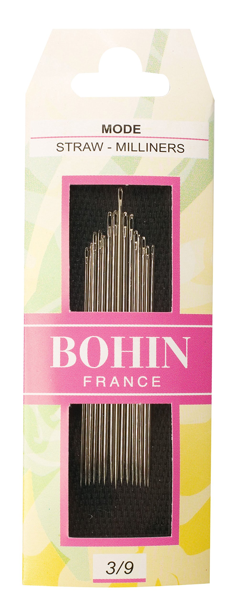 Bohin Silver France Milliner Needles Assortment Set - Nickel-Plated, Round Eye And Sharp Point Needles For Sewing Projects, Steel, No.3-9 - 15 Needles