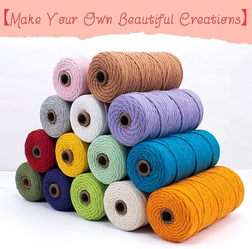 Miniatura 4 de LEREATI Cuerda de macramé de una hebra de 0.118 in x 110 yardas, color verde lago de 0.118 in, cuerda de algodón natural, cuerda de algodón grueso