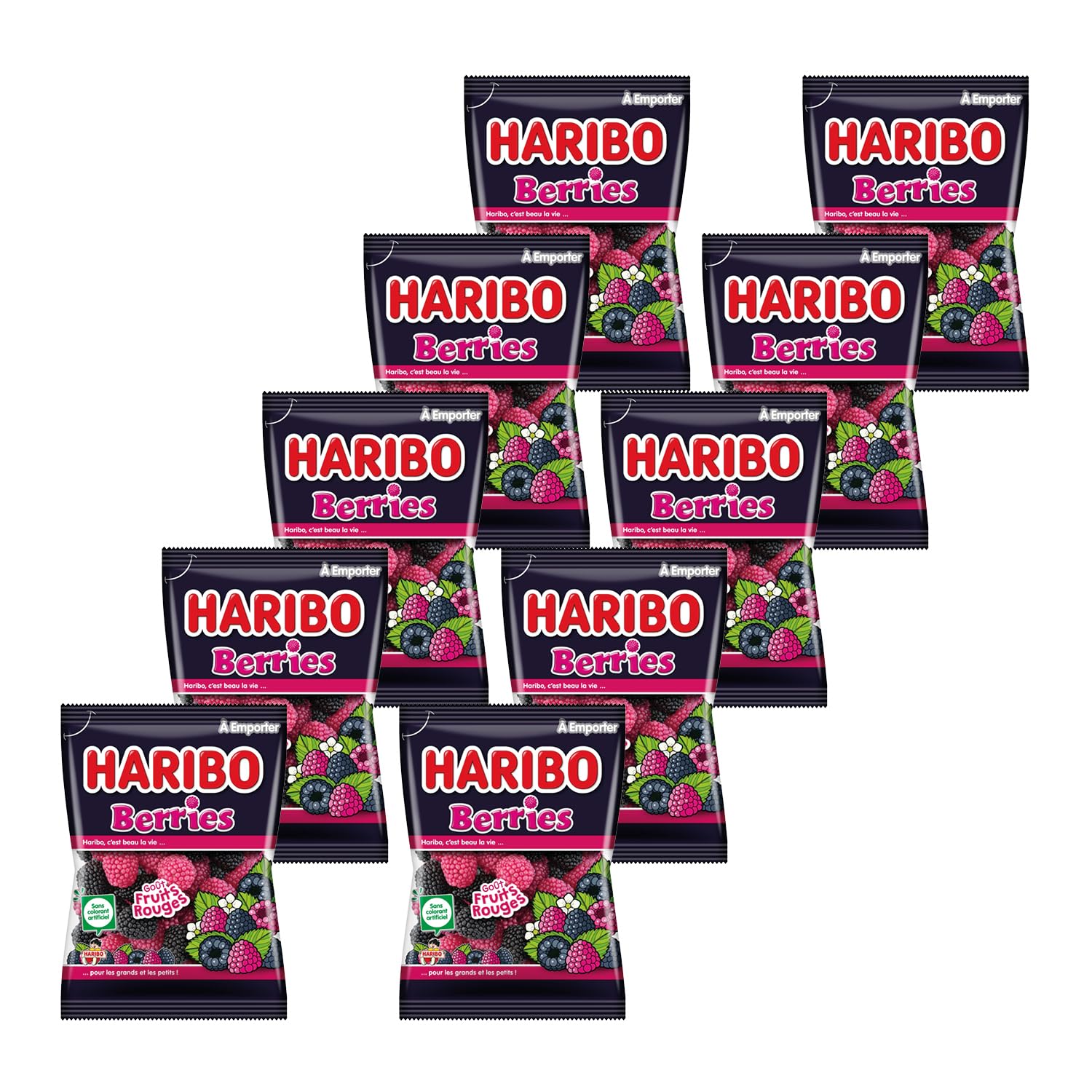 HARIBO - Berries - Bonbons Fruits Rouges - Sans Colorants Artificiels - Sachets - 10 x 100 g