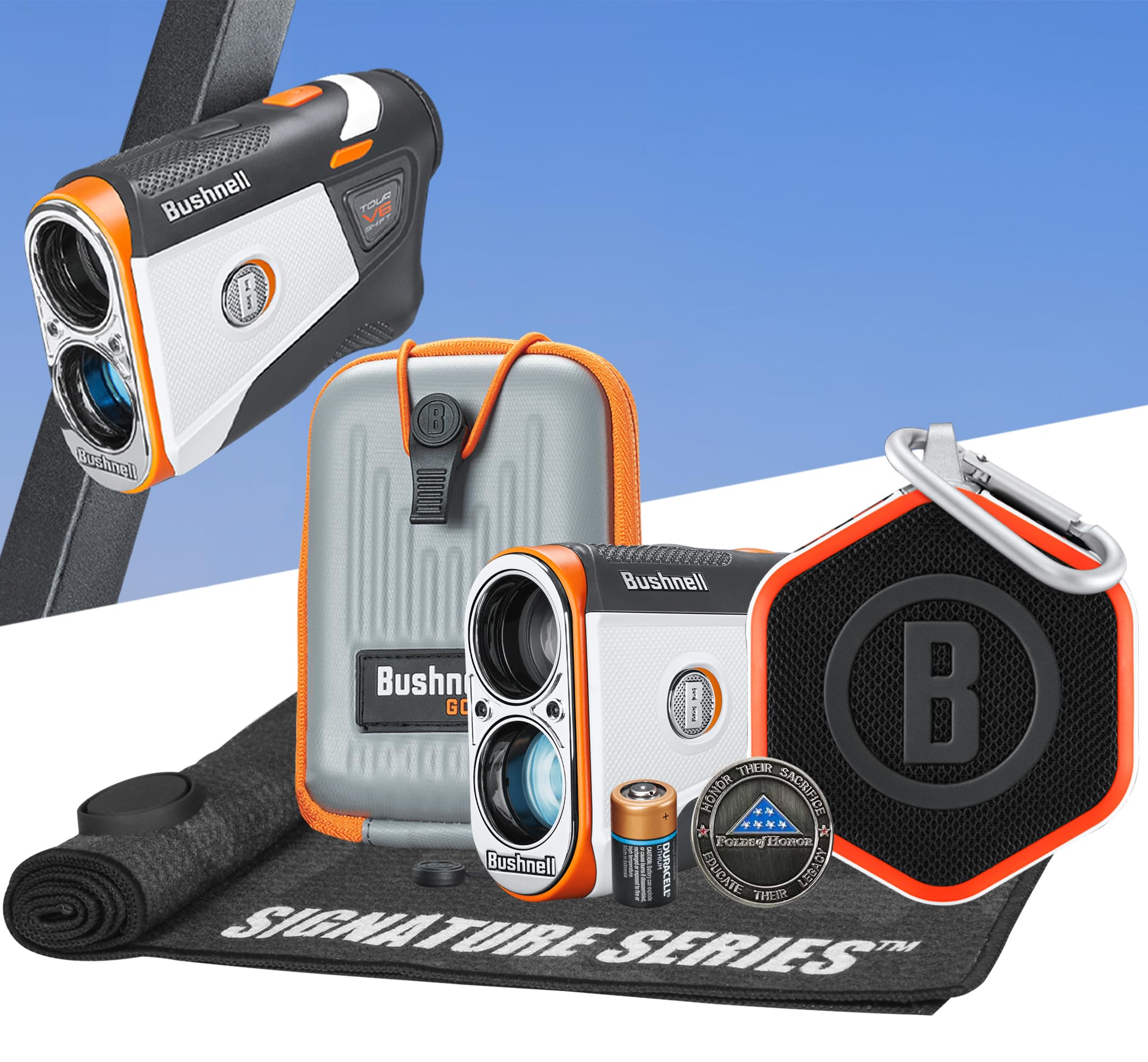 Bushnell Golf Patriot Player Pack Wingman Bundle - V6 Shift Rangefinder with Premium Case