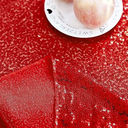 Miniatura 5 de JYFLZQ Mantel de lentejuelas rojas de 70 pulgadas, redondo, brillante, para bodas, cumpleaños, despedidas de soltera