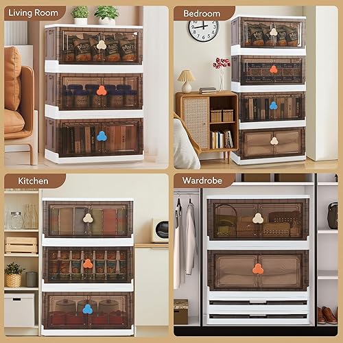 Miniatura 4 de sugarchef Contenedores de almacenamiento extra grandes con tapas y ruedas, contenedores plegables de plástico para organizador de armario, caja