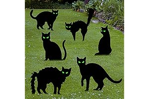 Attmu Black Cat Halloween Decoration with Spooky Glowing Eyes