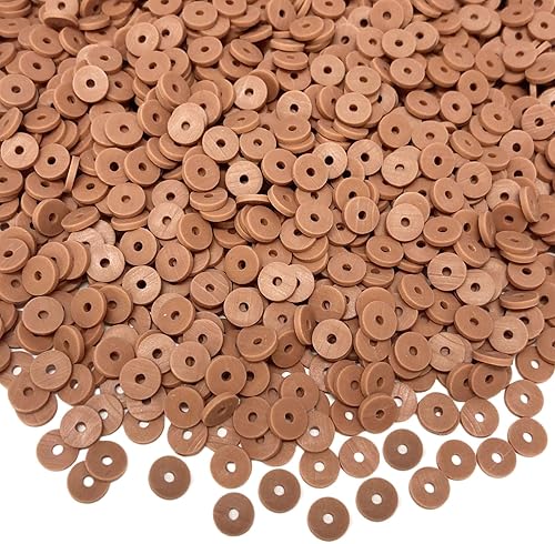 5000 cuentas de arcilla marrón, cuentas de arcilla polimérica, cuentas Heishi, cuentas espaciadoras planas y redondas para pulseras, aretes,