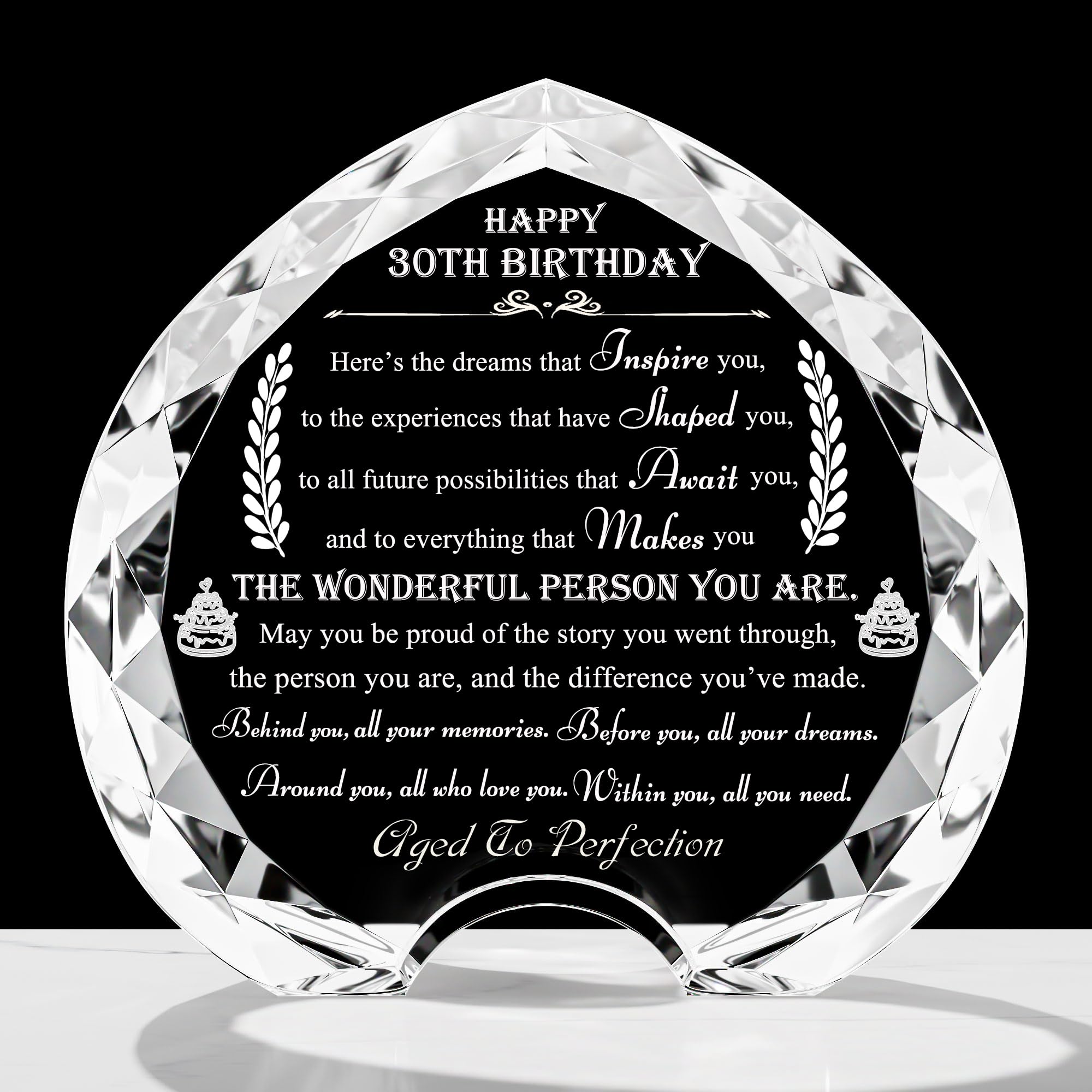 30th Birthday gifts for Women Men - Crystal Heart Gifts Personalized 1996 30 Year Old Birthday Present For Her Him - Happy 30th Birth Gift Ideas For