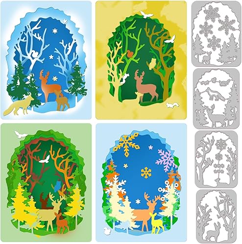 Miniatura 8 de GLOBLELAND Troqueles de corte de lazo de Navidad para bricolaje álbumes de recortes, lazo de Navidad de metal, plantillas de estampado en relieve