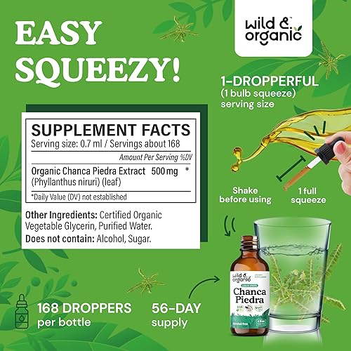 Miniatura 3 de Wild & Organic Chanca Piedra Stone Breaker Drops - Extracto de piedra de Chanca a base de hierbas para riñón, limpieza de vesícula biliar y apoyo