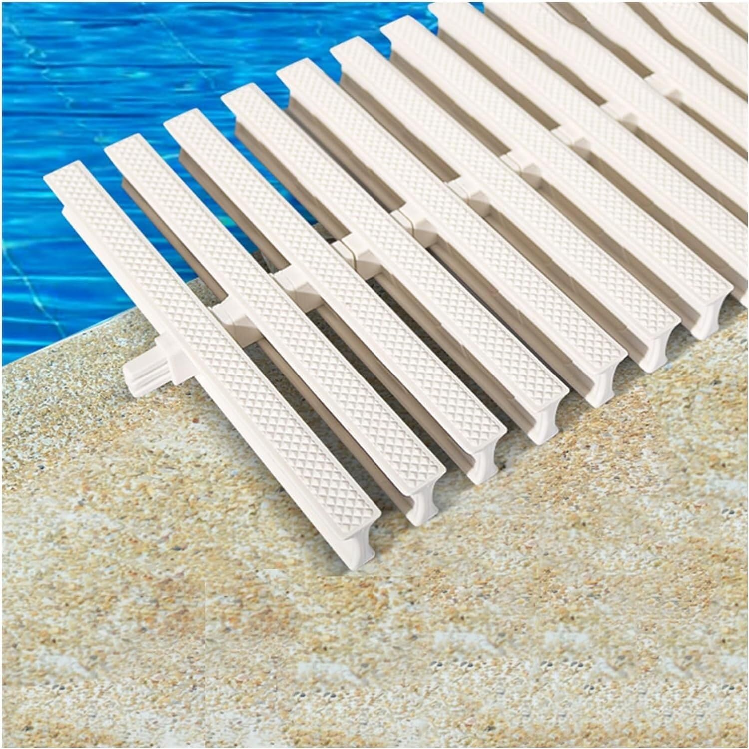 HCZKIUJY Swimming Pool grates Swimming Pool Overflow Grille Drainage Ditch, S Plastic Durable Channel Grate Drainage Cover Overflow Drain Grate (White 25cm)