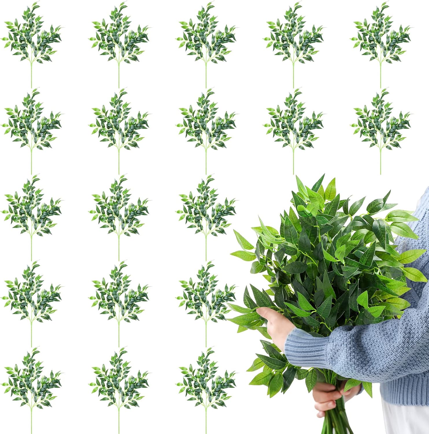 30 Pcs Artificial Italian Ruscus Greenery Stems 26.8 Inch Hanging Greenery Spray Fake Greenery for Centerpieces Faux Leaves Greenery Swag for Floral Arrangement Wedding Bouquet Garland Arch Home Decor