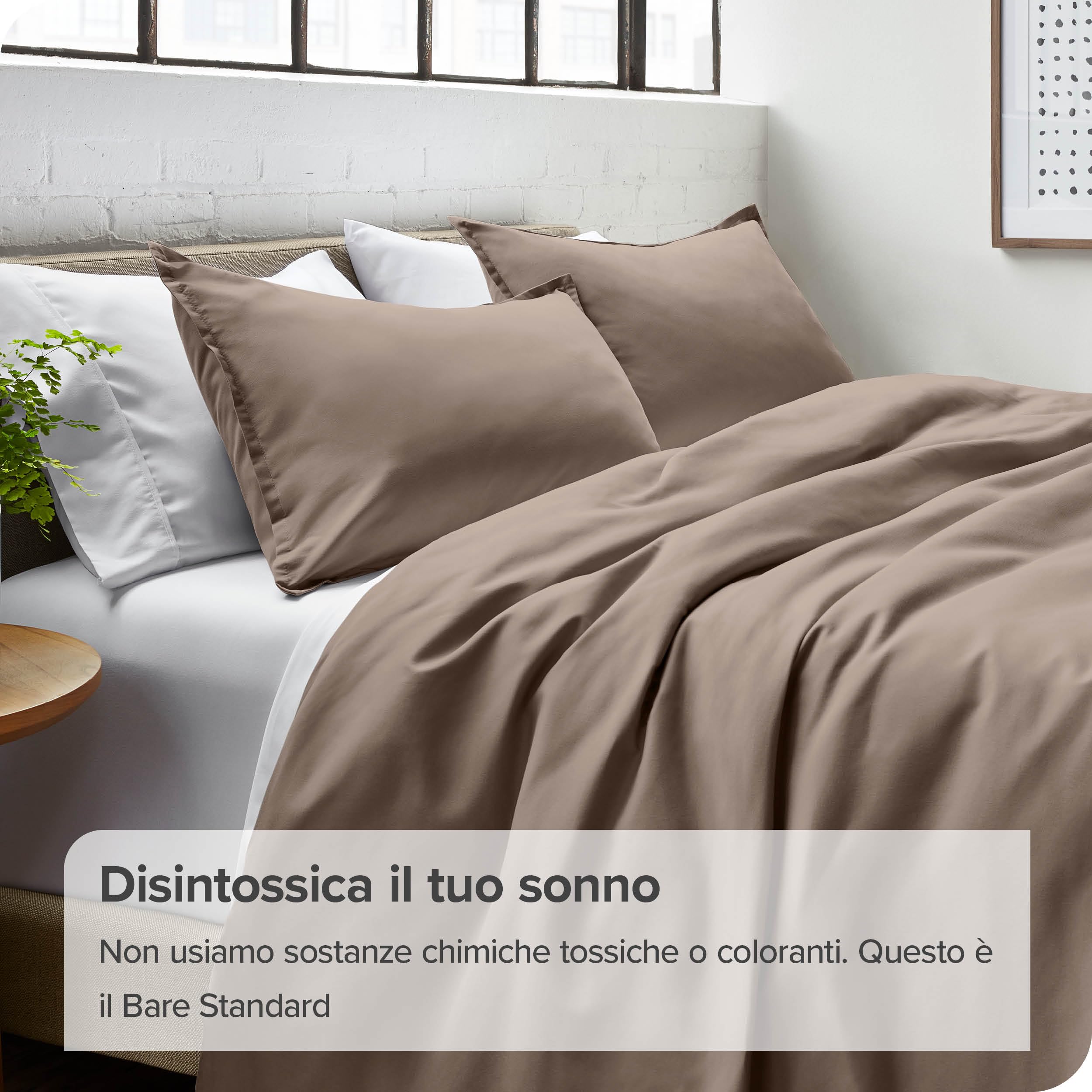 Bare Home Set Copripiumino Collezione Premium 1800 ultra morbida - Copripiumino leggero e fresco - Copripiumino dalla texture soffice (240 x 220/80 x 80 x 2, Tortora)