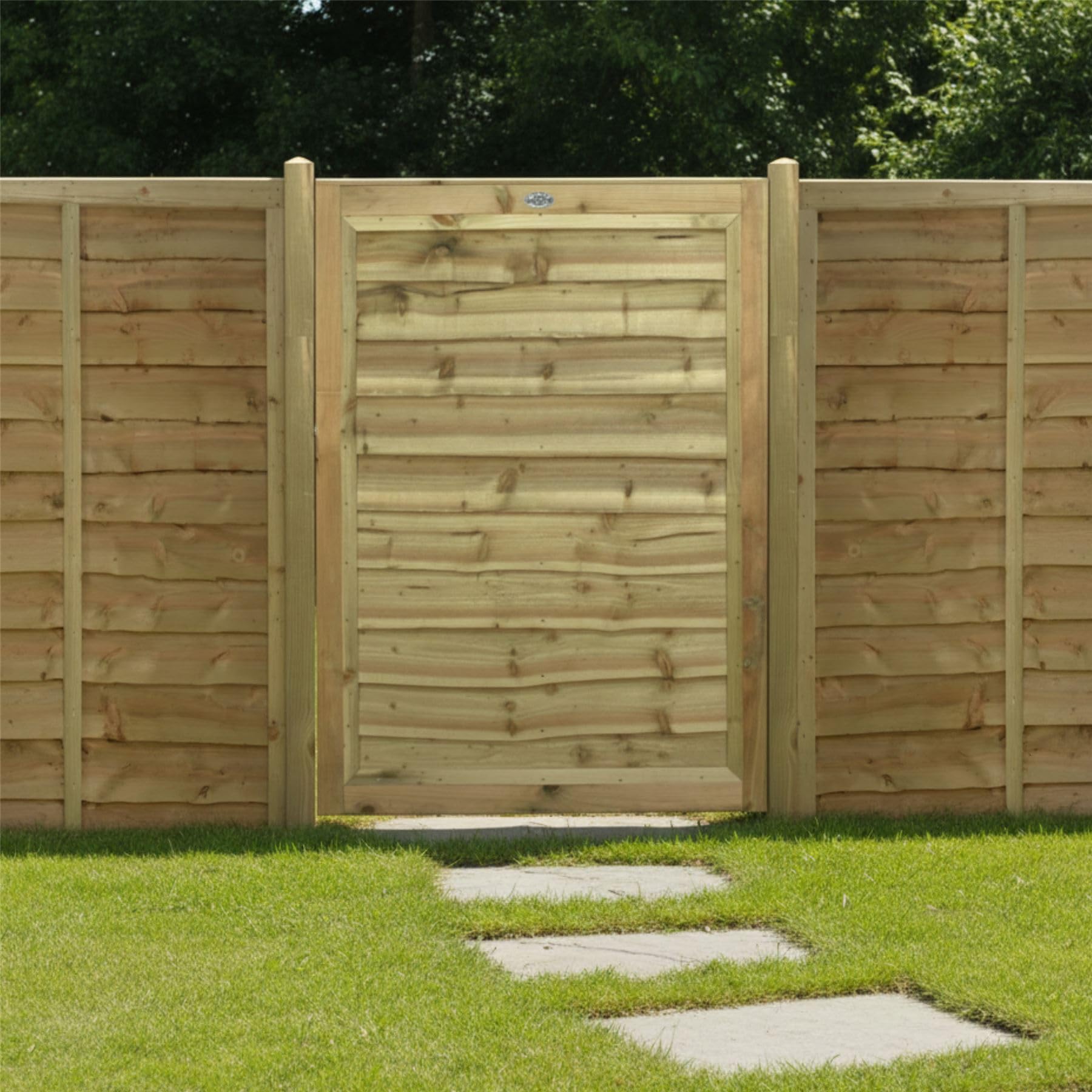 Premier Lap Wooden Garden Gate, 4ft x 3ft with Horizontal Boards | 120cm High x 90cm Wide, Decorative, Pressure Treated Timber, Paintable, Pedestrian Rear Gate Entry, for Side Entrance