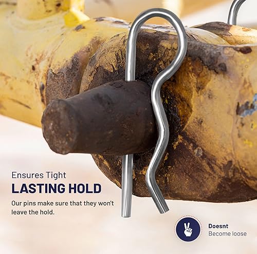 Miniatura 6 de JaamZee Chaveta Pins - 50 pines R - Acero de aleación resistente y duradero - Kit surtido de pasadores de chaveta en forma de R en 6 tamaños