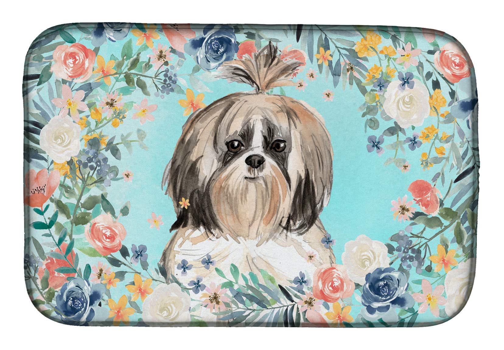 Alfombrillas para secar platos de fieltro de poliéster multicolor Shih Tzu