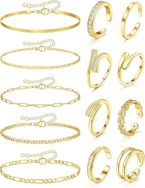 13 Pcs Toe Rings and Ankle Bracelets Set: Beginner-Friendly Summer Foot Jewelry