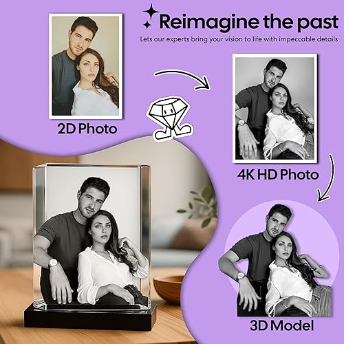 Miniatura 5 de Monume Retrato de cubo de cristal 3D (Mini) - Foto de cristal personalizada grabada con láser hecha de vidrio transparente - Regalos fotográficos