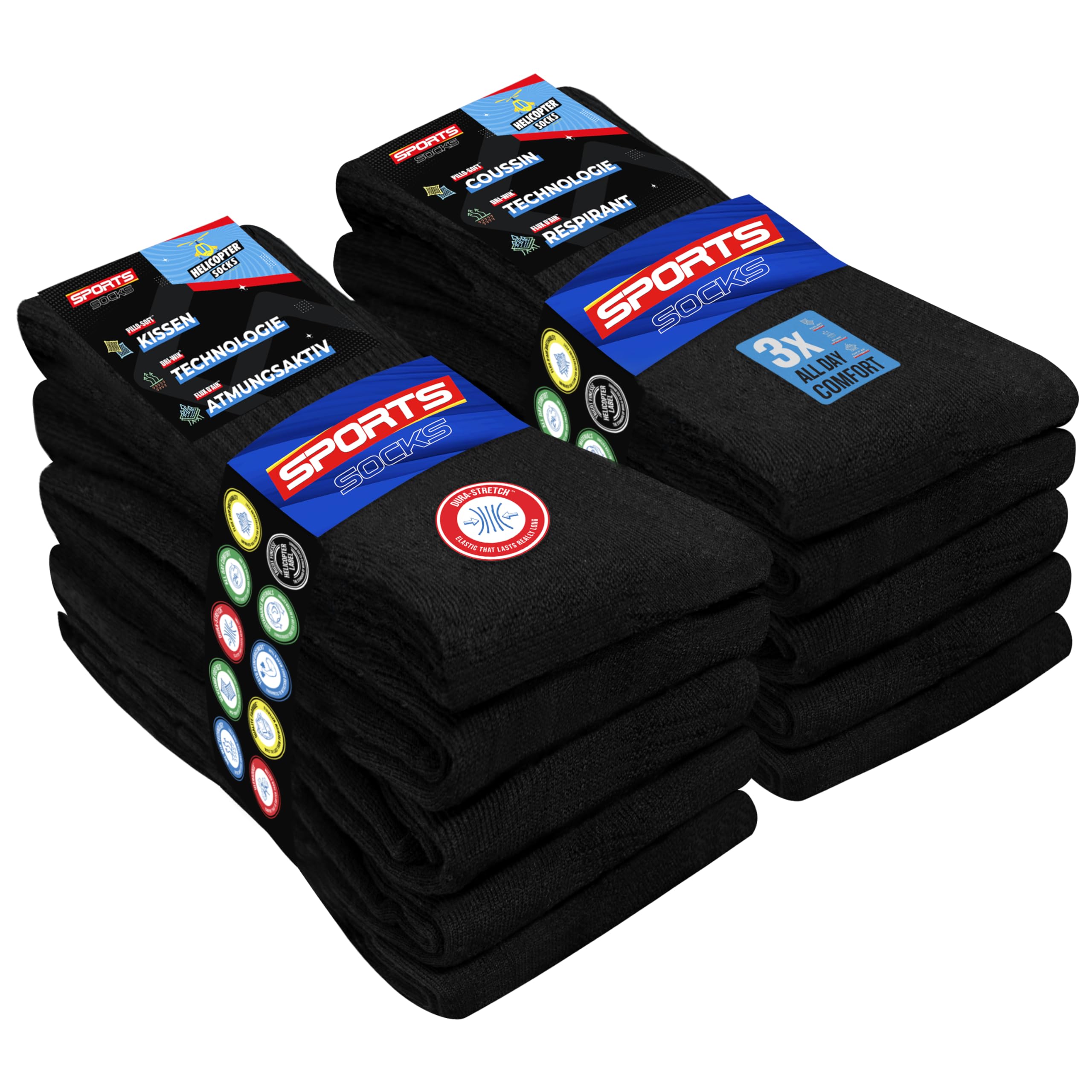 SOXCO 10 Paia Calzini Uomo Sportivi Spugna Running Trekking, Confezione da 10