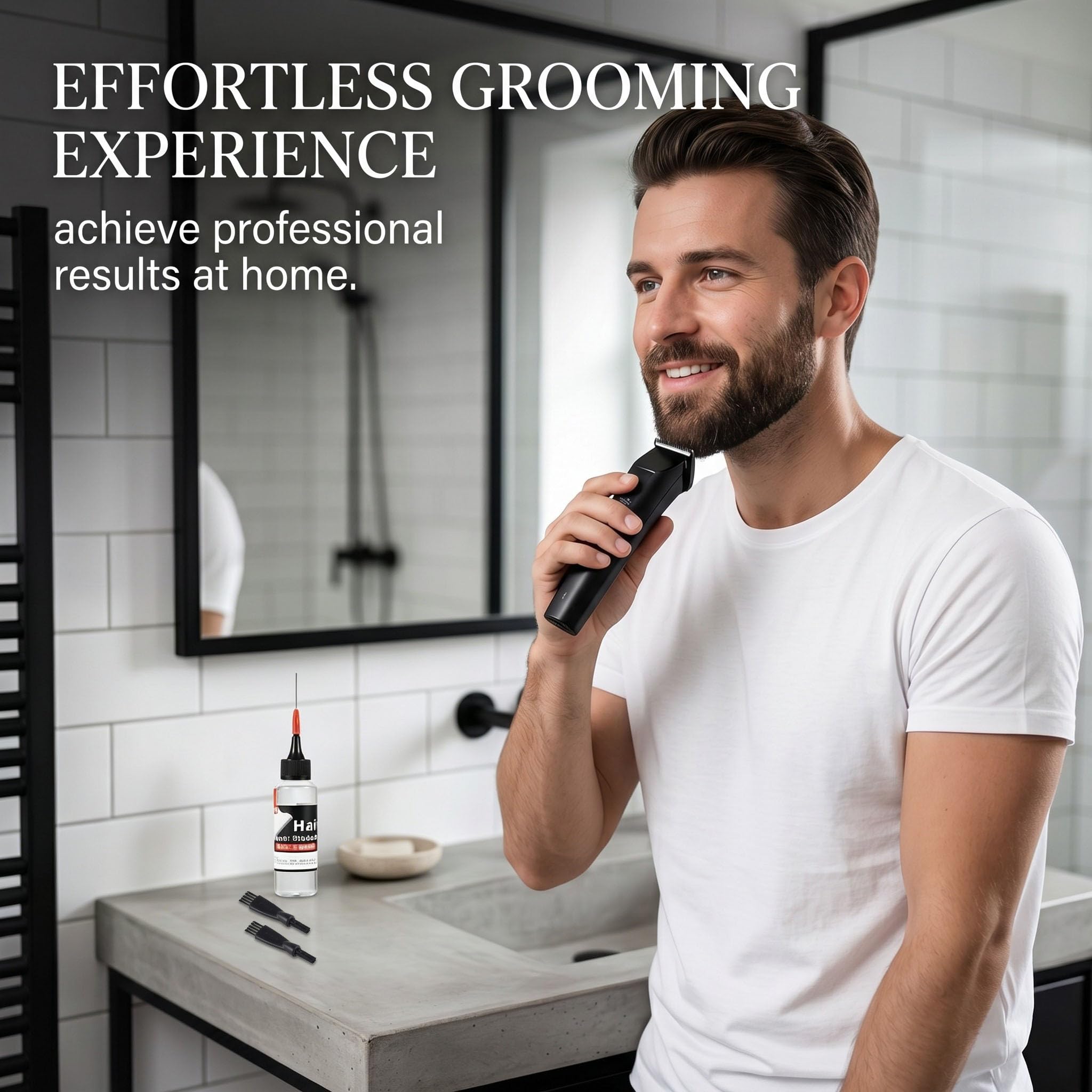 Kit de lubrification pour ciseaux de coiffure et rasoirs (ensemble de 2 pièces) Comprend deux brosses de nettoyage, un tube d'extension et un liquide d'entretien portable.