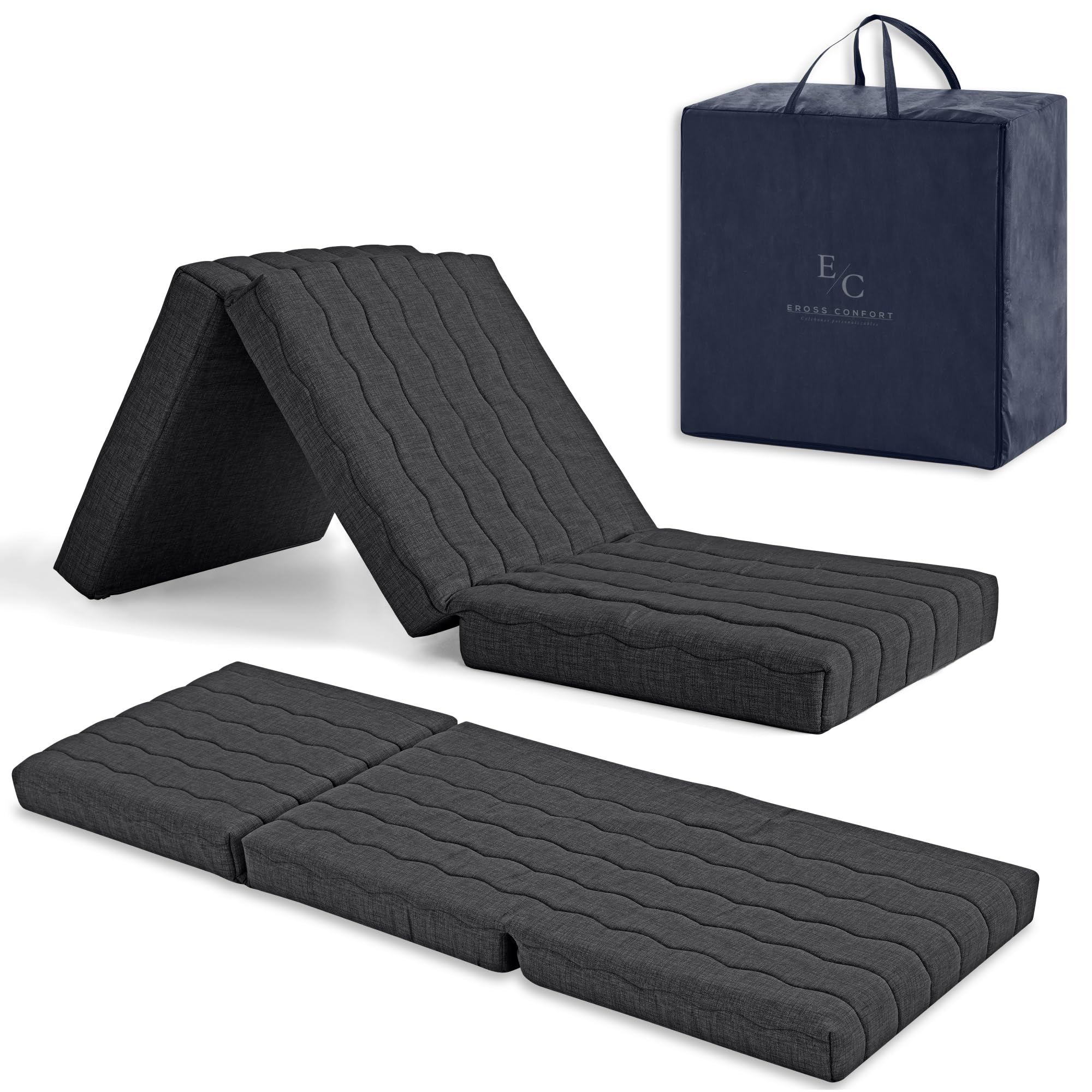 Matelas Pliable pour Camping-Car, Mousse HD + 2 cm viscoélastique, Matelas Pliable pour invités, Respirant, Housse déhoussable, Hauteur 12 cm
