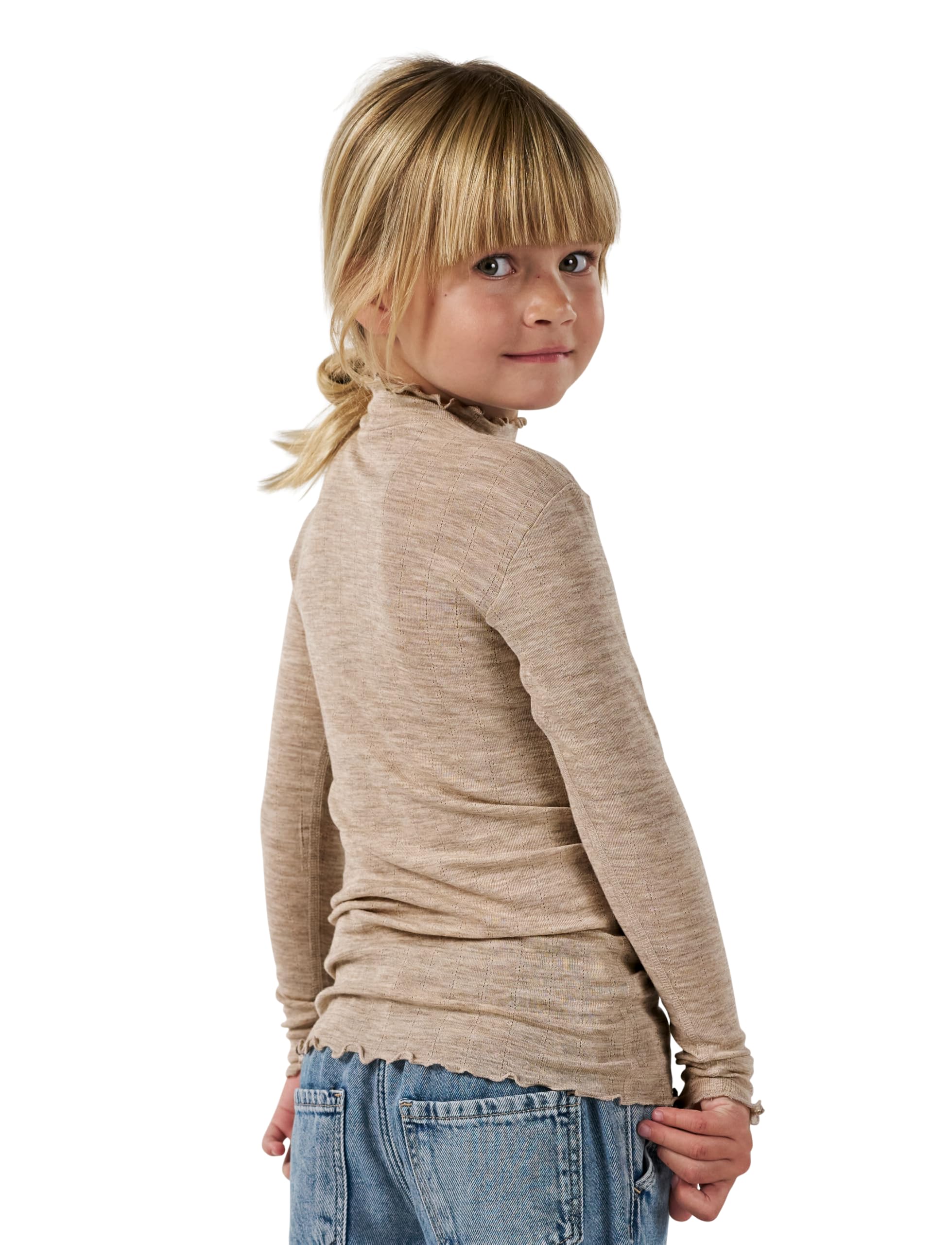 DILLING Pointelle Langarmshirt für Kinder aus Wolle und Seide