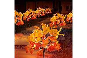 2 Pack Solar Fall Lights for Outside, Fall Themed Maple Leaf Decoration