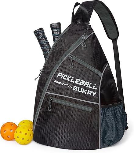 Miniatura 8 de SUKRY Mochila de pickleball con soporte para botella de agua para hombres y mujeres, accesorios de bola de pepinillo, resistente al agua, bolsa