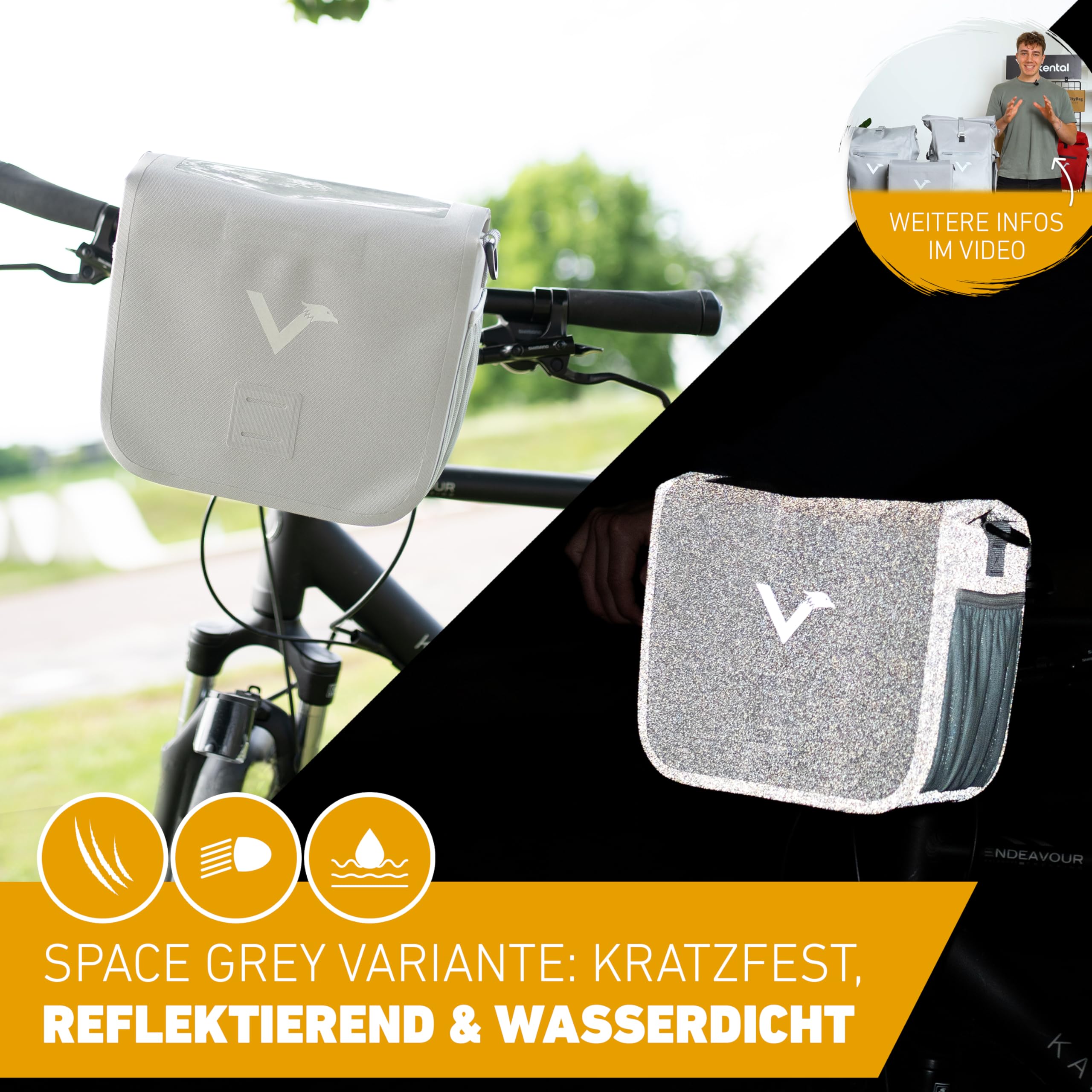 valkental lenkertasche x KLICKfix 7L mit Handyfach, für Ebike Type:Type 4 Cut Your Own Gears complete