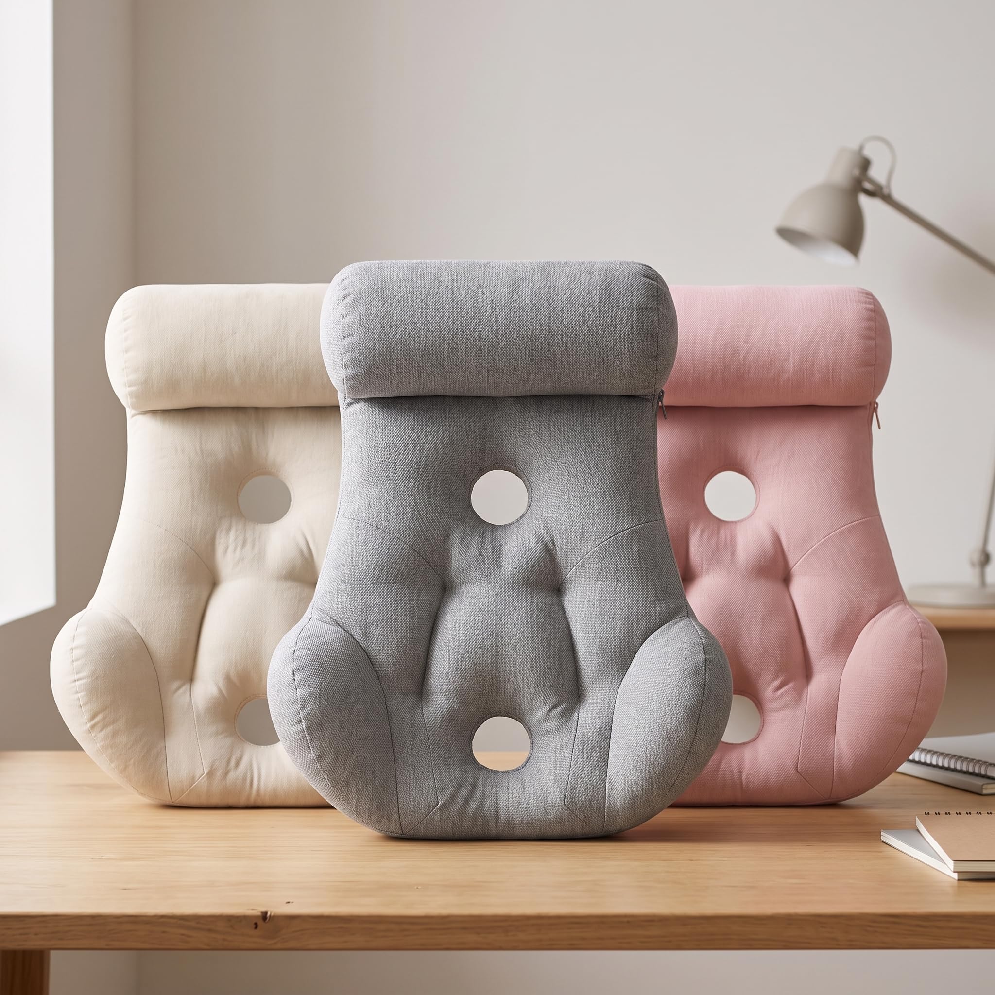 Homyl Almohada Ergonómica para Silla Oficina, Cojín para Aliviar el Dolor Espalda, Beige cálido