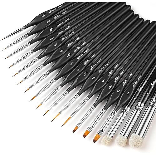 Golden Maple Dry Brush Miniature Painting, 18PC Miniature Paint Brushes Model Brushes Micro Detail Paint Brush Set, Fine Detailing for Acrylics, Watercolors, Citadel, Figurine & 40k