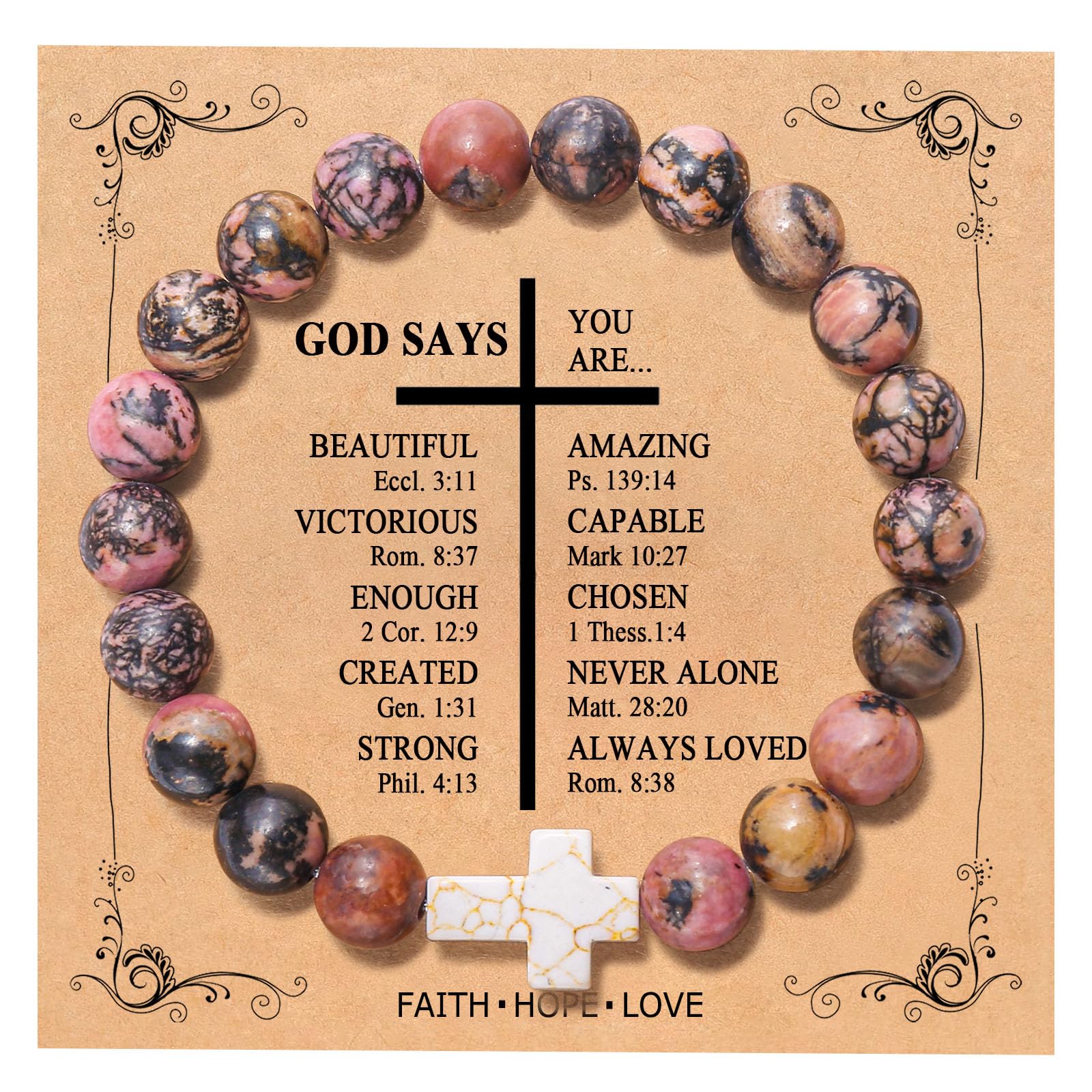 QWNHONEY Cross Bracelet for Women Christian Gifts Colorful Imperial Stone Catholic Religious Jewelry Mothers Day Birthday Christmas Gifts for Women Mother Daughter Sister Girlfriend Grandma Wife