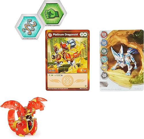 Miniatura 2 de Bakugan Evolutions, Dragonoid (rojo), Platinum Series True Metal Bakugan, 2 BakuCores y tarjeta de personaje, juguetes para niños a partir de 6 años