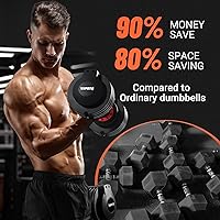 Vista 3 de 25/55 lbs Pair Adjustable Dumbbell Set, Adjust Dumbbell Weight for Exercises Pair Dumbbells for Men and Women in Home 25lbs-Prime