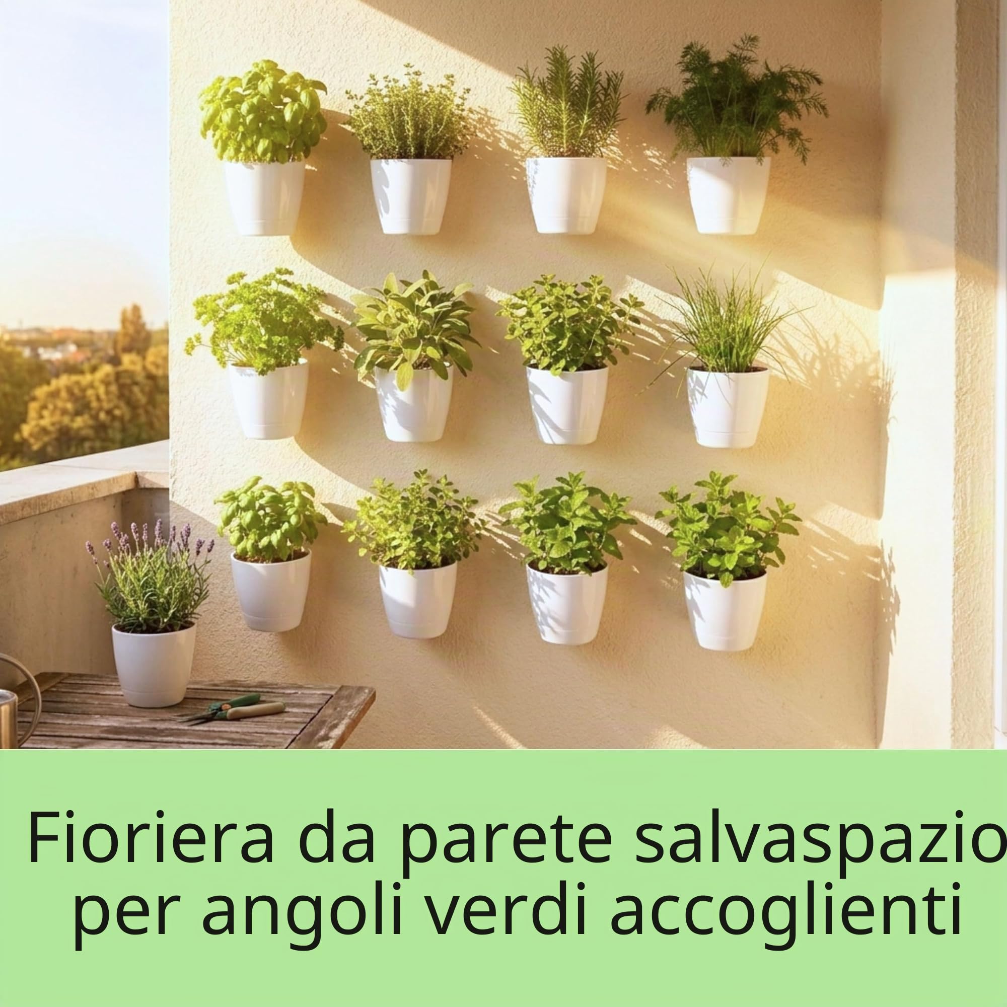 LáLáGreen - Fioriere da parete per piante da interno, confezione da 10, vaso in plastica autoirrigante da 12,7 cm, sistema di fioriere da parete, alla moda, per erbe aromatiche, bianco