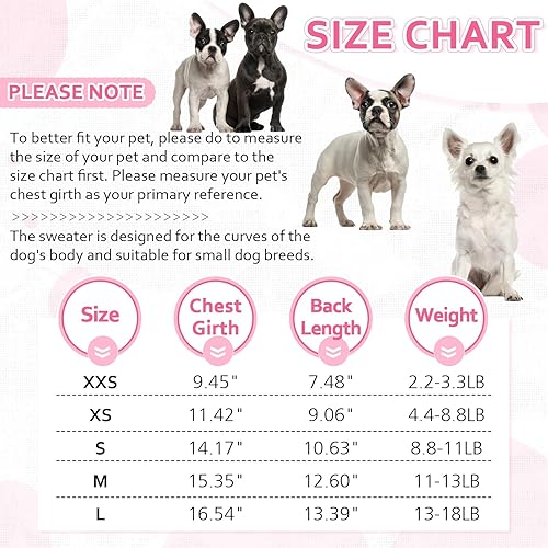 Miniatura 5 de DENTRUN Suéter para perros pequeños, cachorro de cuello alto para clima frío, ropa clásica de invierno cálida para perro, suéter para perrito,