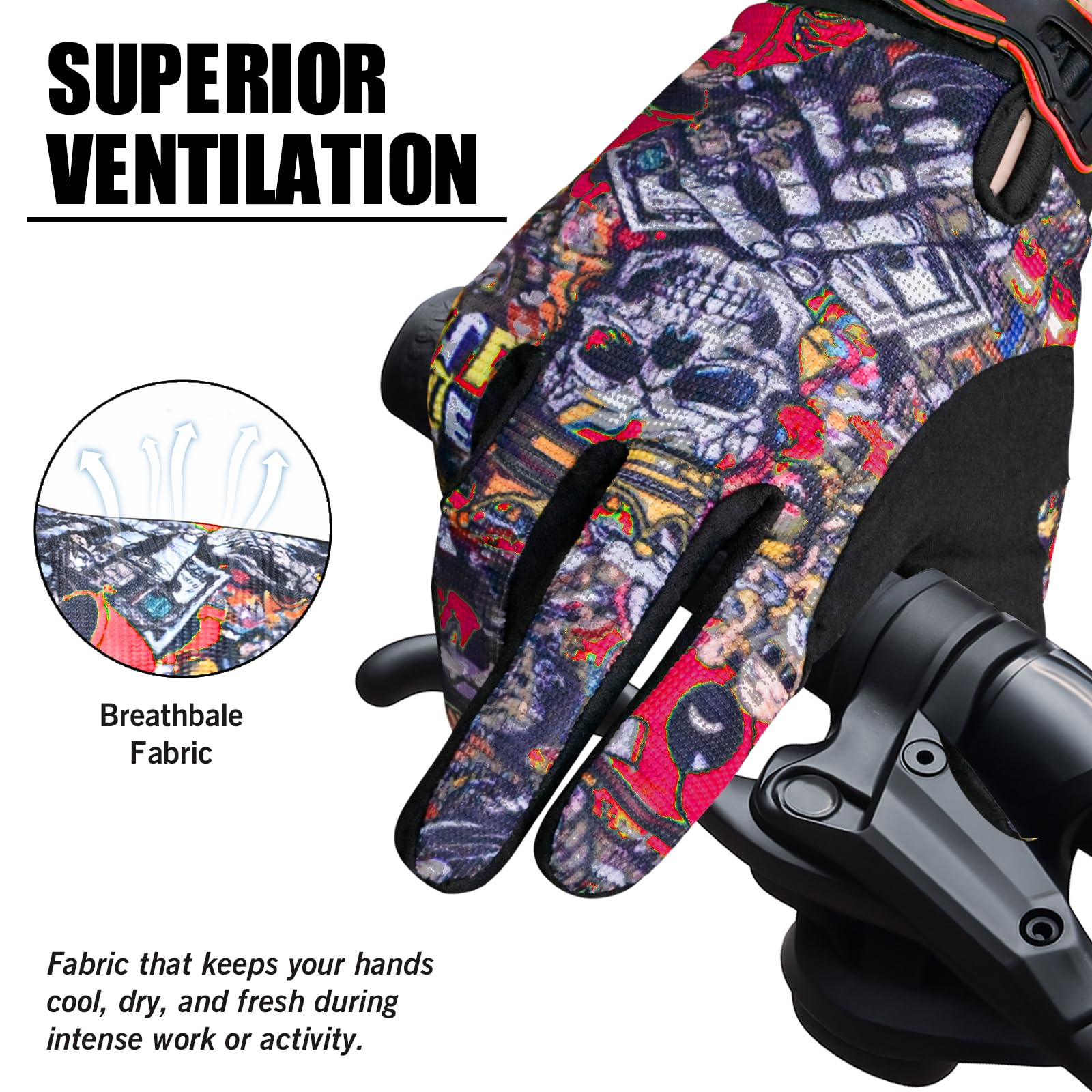 WFX Motorbike Gloves for Men & Women, Cycling Gloves Breathable Touchscreen Dirt Bike Racing Gloves for ATV, MTB, BMX & Motocross Riding Racing, Bicycle — view 2