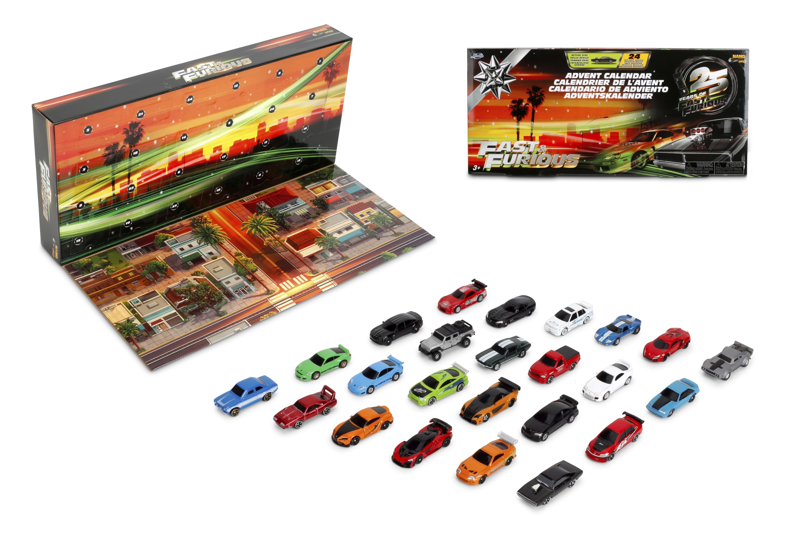 Jada Toys Fast & Furious Nano Hollywood Rides Advent Calendar – 24-Piece Set of 1.65” Die-Cast Vehicles, Fall 2026 Holiday Countdown Box