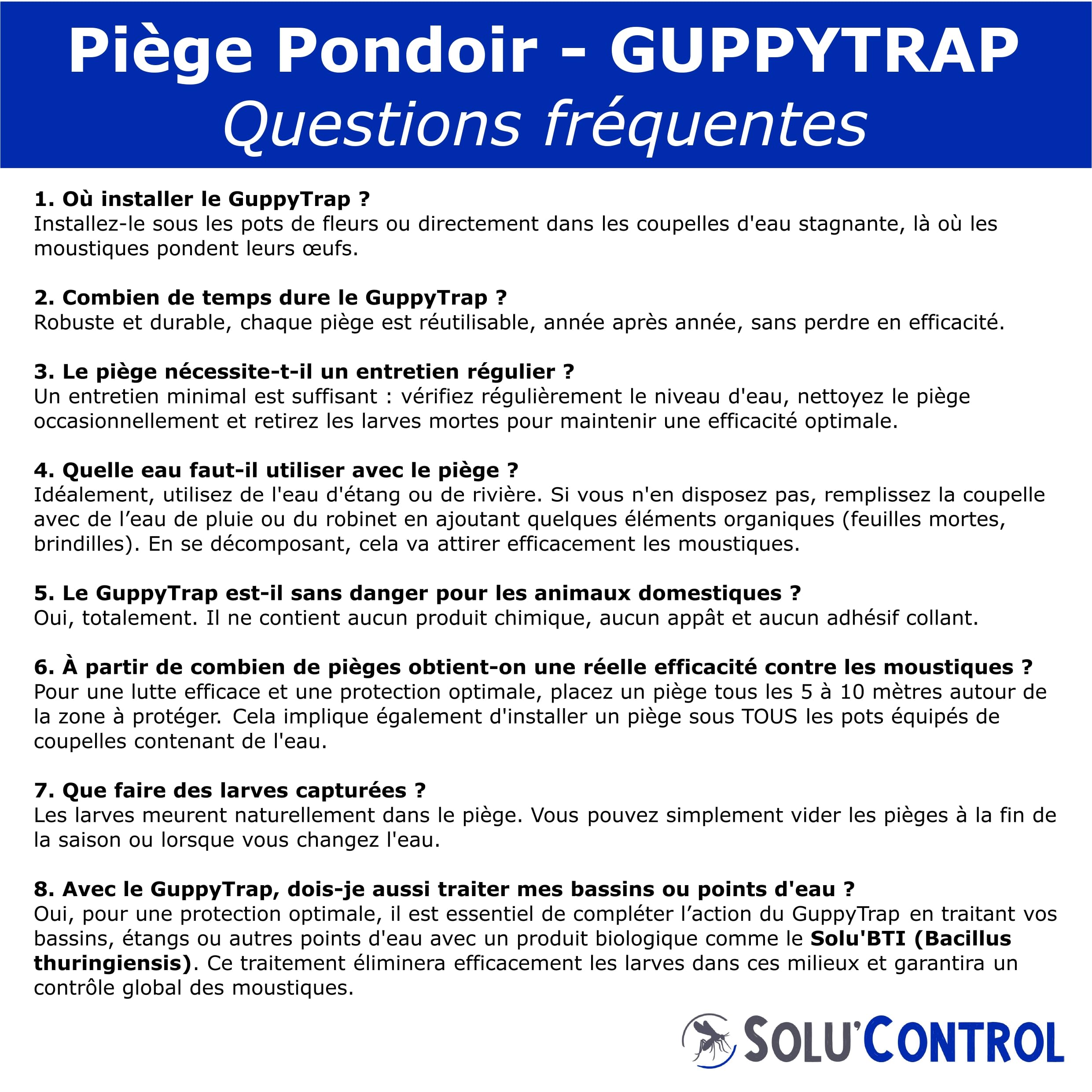 2 Guppy Trap + 2 coupelles, Piège Pondoir à Moustiques Écologique, sans Insecticide, sans Adhésif, Médaille d'argent Concours Lépine 2023, Fabriqué en France