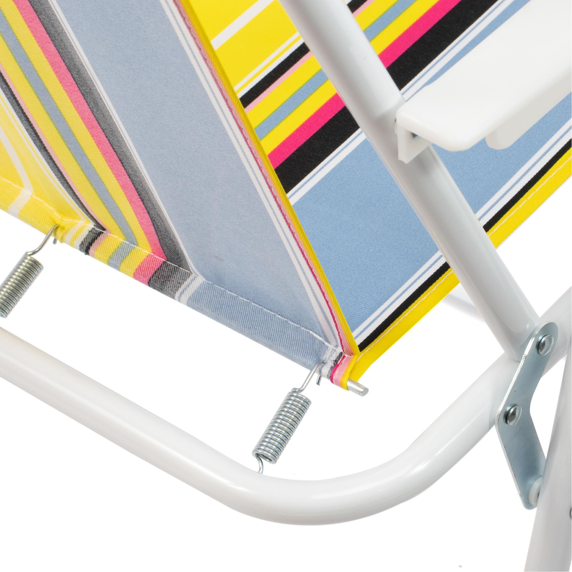 The Secret Home Pack 2 Sillas de Playa Plegables y Ligeras de Metal y Poliéster | Silla de Exterior para Camping, Jardín y Terraza | Estructura Resistente con Rayas Multicolor | Asiento Portátil
