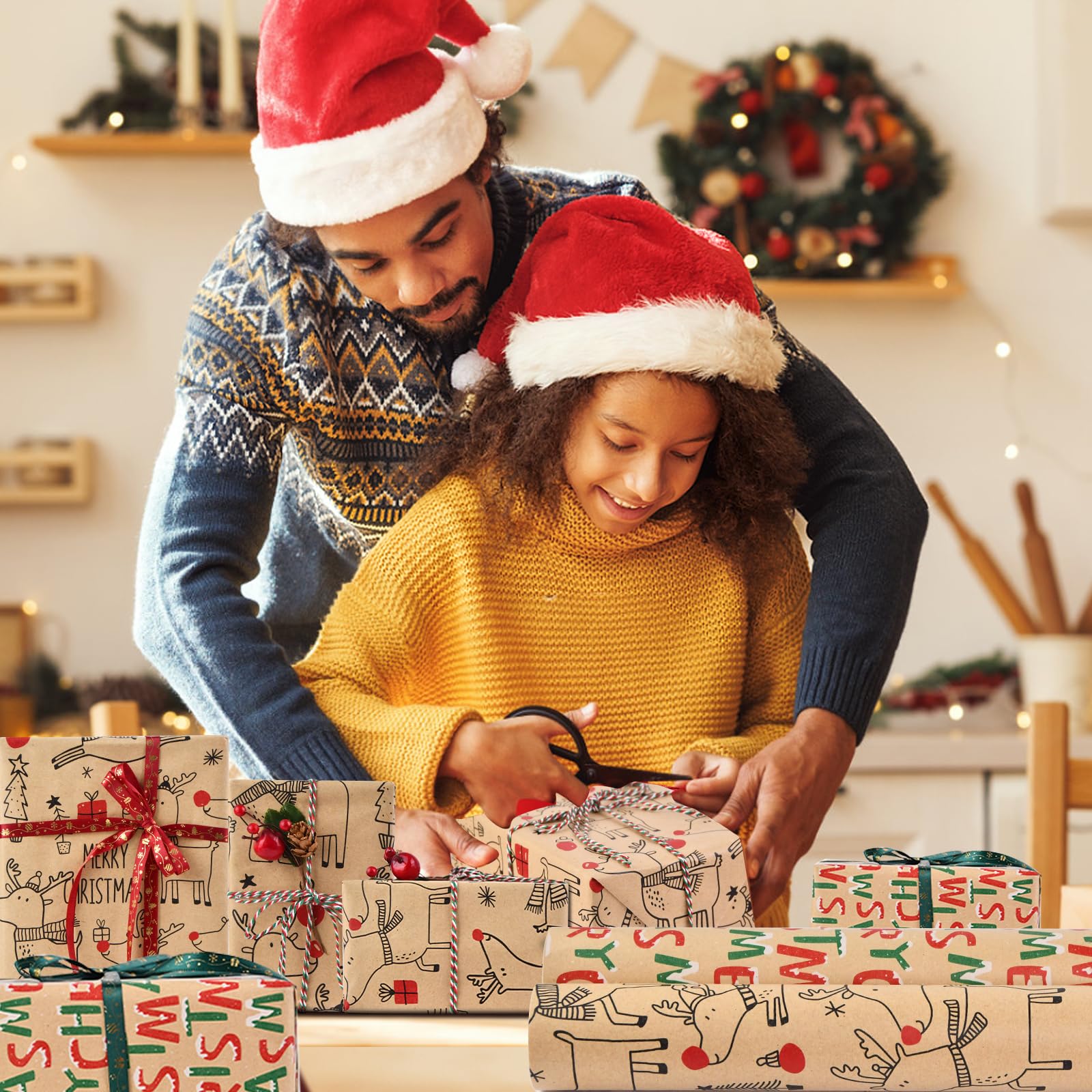 AhfuLife 2 rollen cadeaupapier voor Kerstmis, 43 cm x 15 m kerstpapier AhfuLife 2 rollen cadeaupapier voor Kerstmis, 43 cm x 15 m kerstpapier