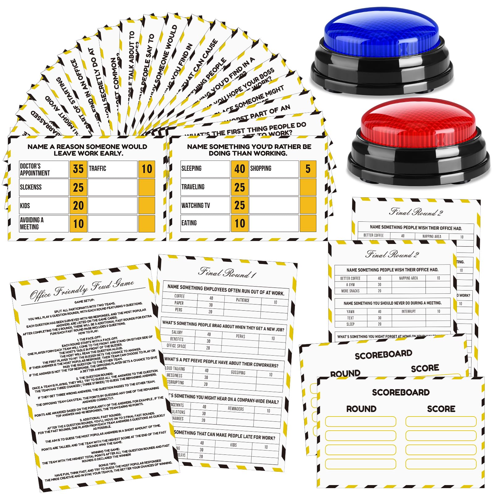 Gioco di feud amichevole per feste in ufficio con 2 cicalini di risposta, carte feud building per giochi in famiglia notte divertente quiz per gruppi di colleghi di lavoro