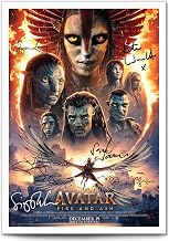 Mounted Gifts Trading Avatar Trilogy Cast Signed A4 Poster Photo Print Framed Autograph Gift Movie Sam Worthington Zoe Saldana (Avatar Fire And Ash, A4 Poster Only)
