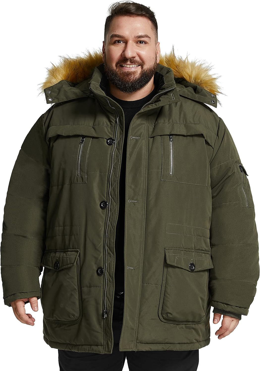 Soularge Men's Big and Tall Winter Warm Heavy Hooded Parka Jacket - Image 4