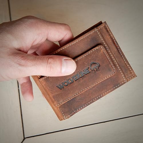 Miniatura 5 de WOLVERINE Men's Slim Wallet Card Case Money Clip RFID Protection ID Window Rugged Leather Canvas