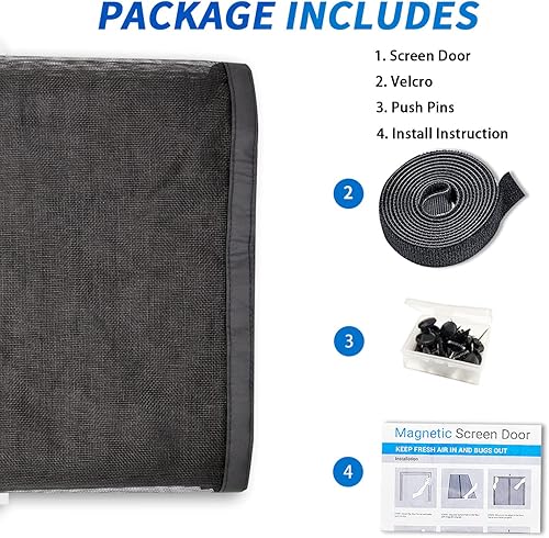 Miniatura 7 de Pantalla magnética para puerta de garaje para 1 automóvil de 12 x 8 pies, con malla de fibra de vidrio retráctil y parte inferior pesada resistente,